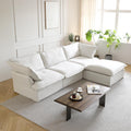 L-Shaped Sectional Couches, Comfy Modular Sectional Couch, Cushion Covers Removable, Two Corners and A Middle, Sofas Furniture for Living Room, White