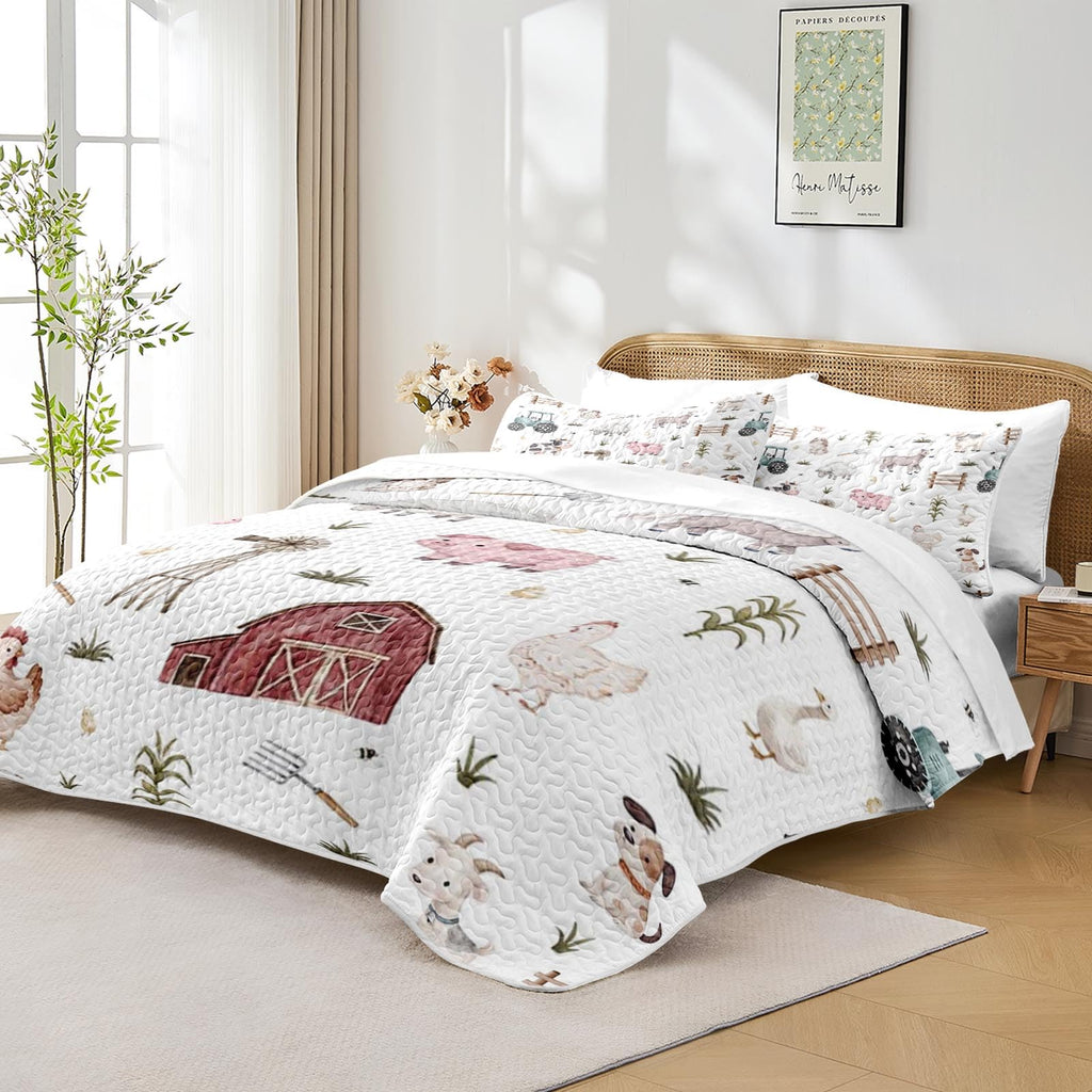 Quilt Set, 7 Pieces Farmhouse Animal Bedding, Bedspread