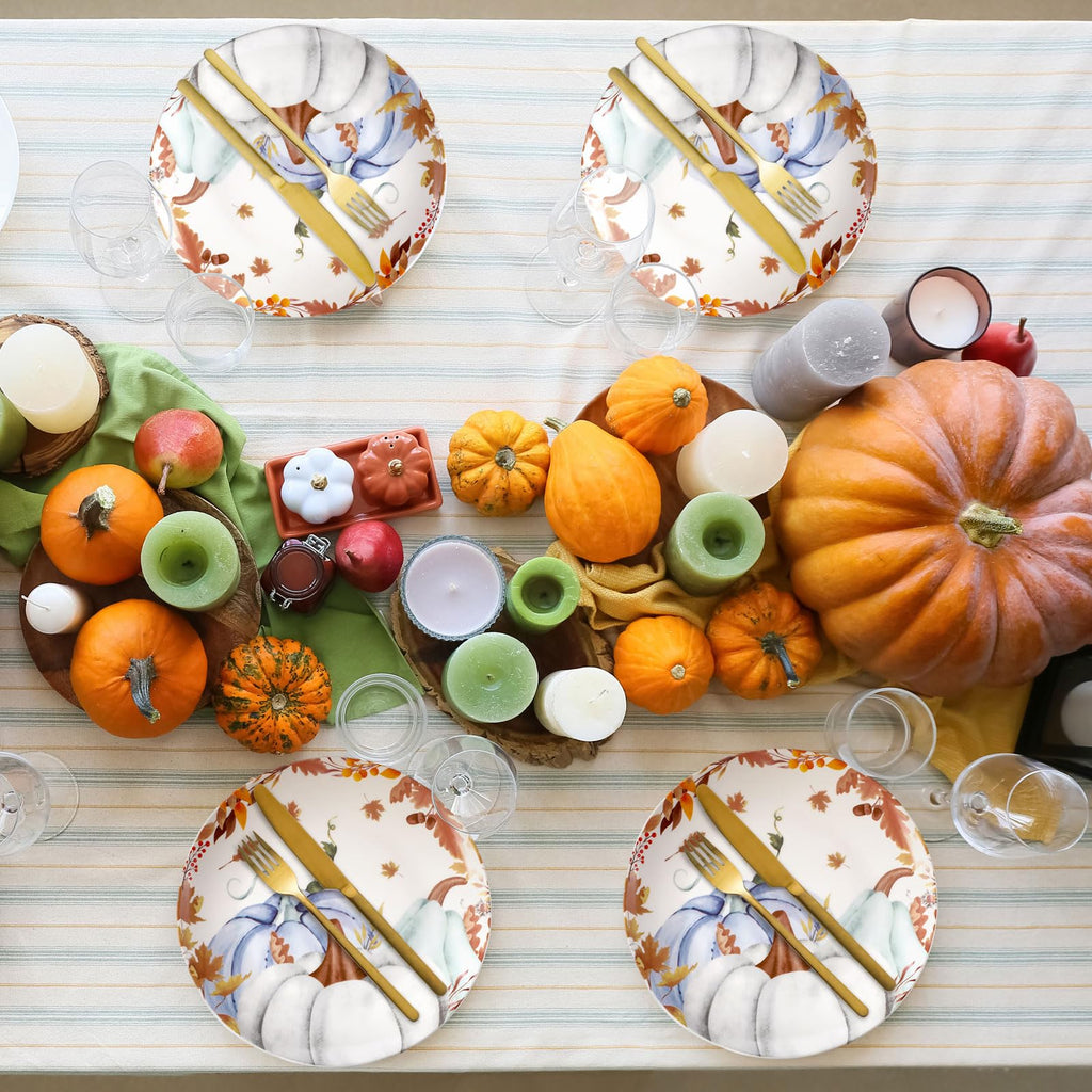 4 Pc Thanksgiving Dinner Plate Ceramic Plate, Stylish Pattern