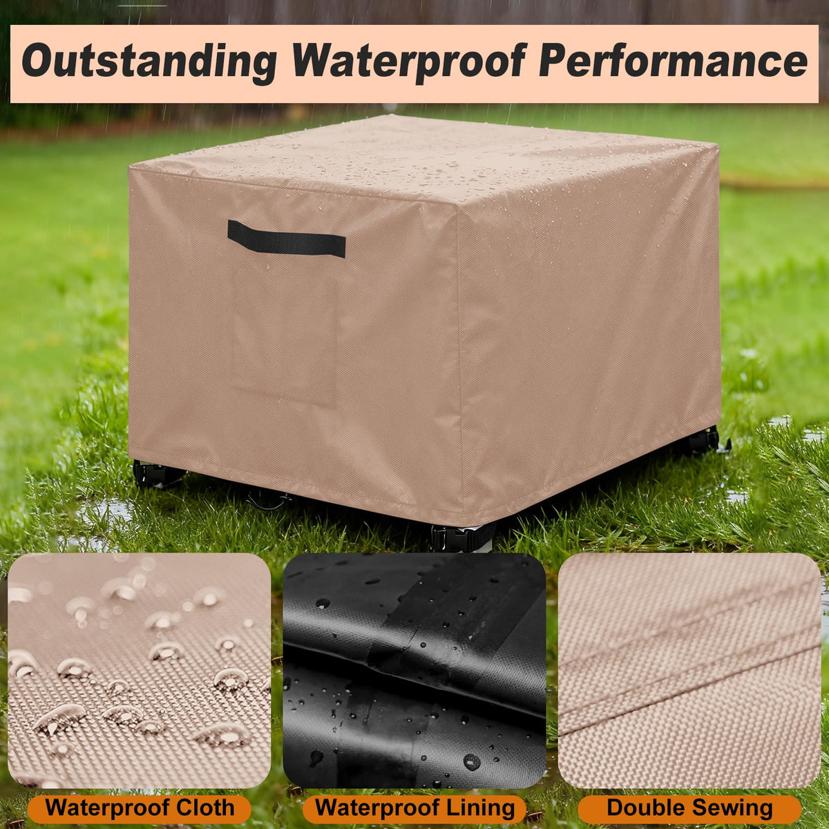 2PCS 32"L x 32"W x 20"H Outdoor Patio Ottoman Cover, 600D Heavy Duty