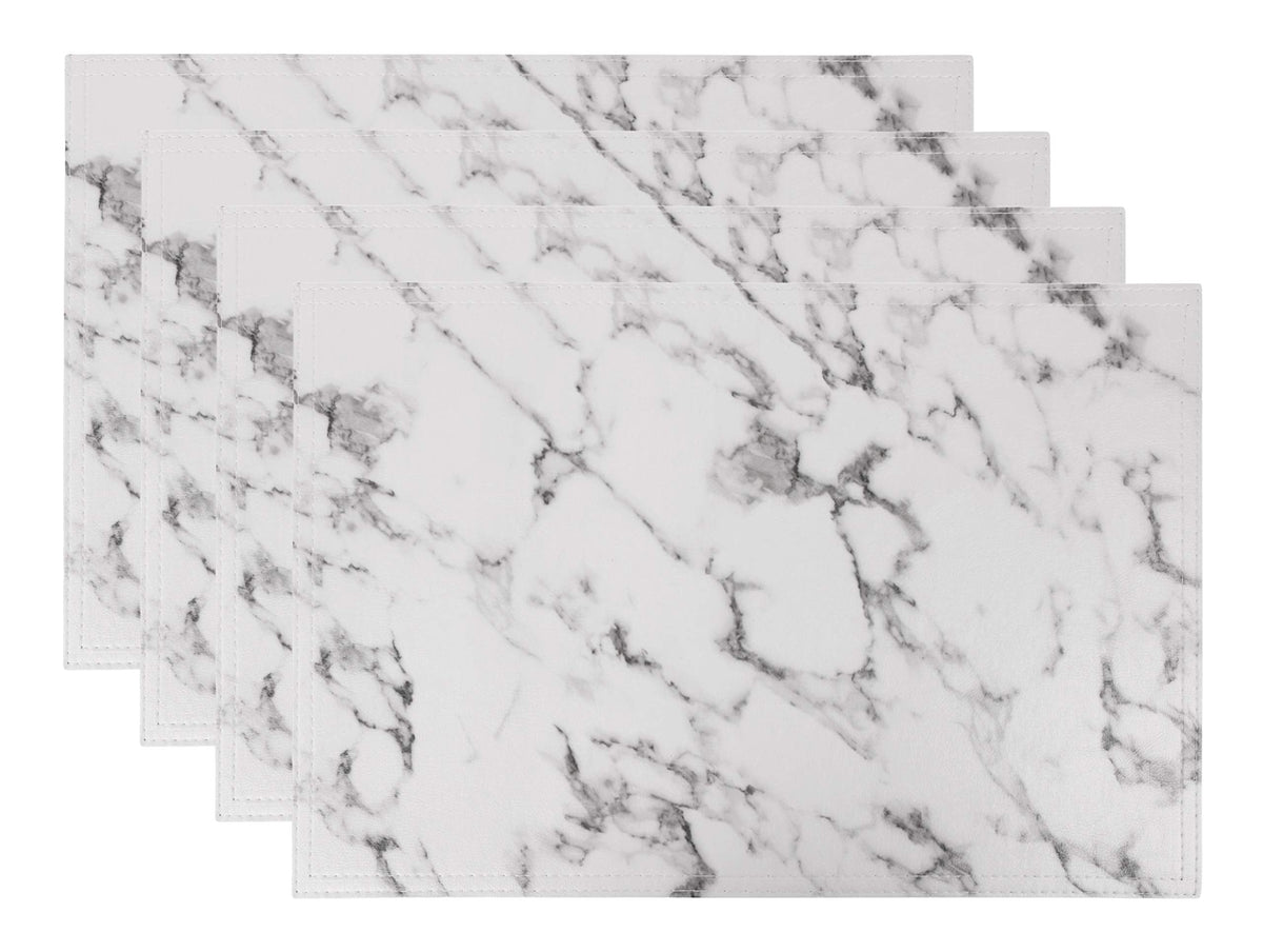 Marble Faux Leather PU Placemats, Set of 4, Washable, Stain Resistant Kitchen Table Decor