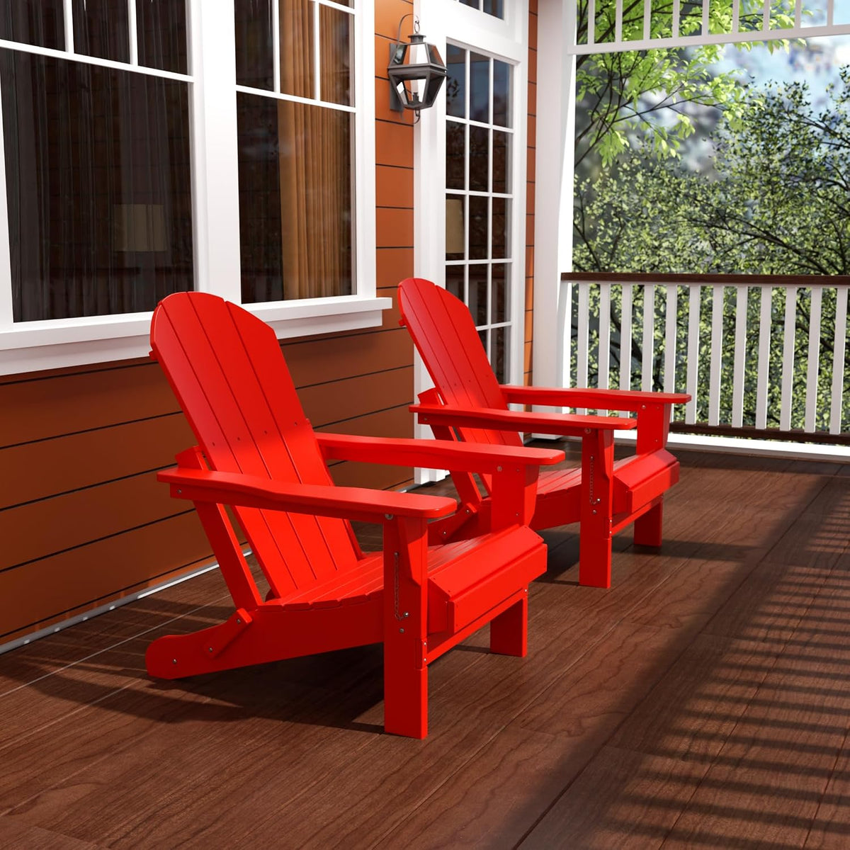 Laguna Folding Adirondack Chairs Set of 2, HDPE Patio Chair, All Weather Use Fire Pit Chair for