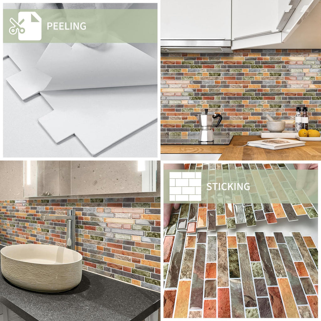 10 Sheets Thick Peel and Stick Kitchen Backsplash Tiles