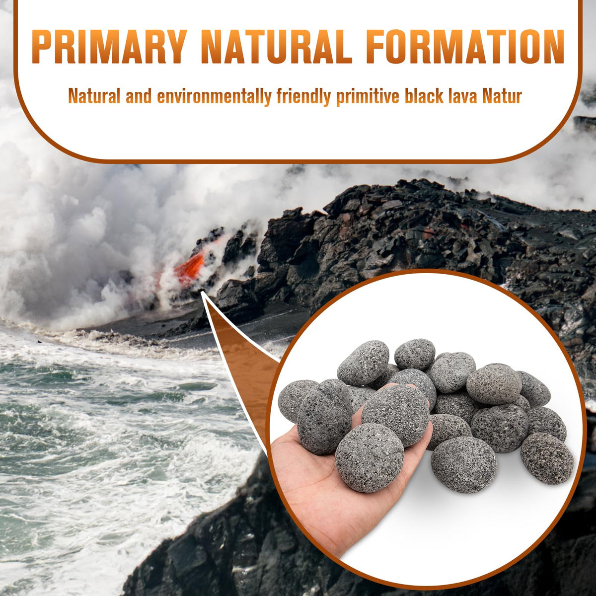 Black Lava Rocks for Fire Pit, 2"-3" Natural Lava Stones