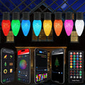 Smart C9 Christmas Outdoor Lights, 33FT 50 LEDs RGB String Lights, APP/Remote Control, DIY Modes & Music Sync, Color