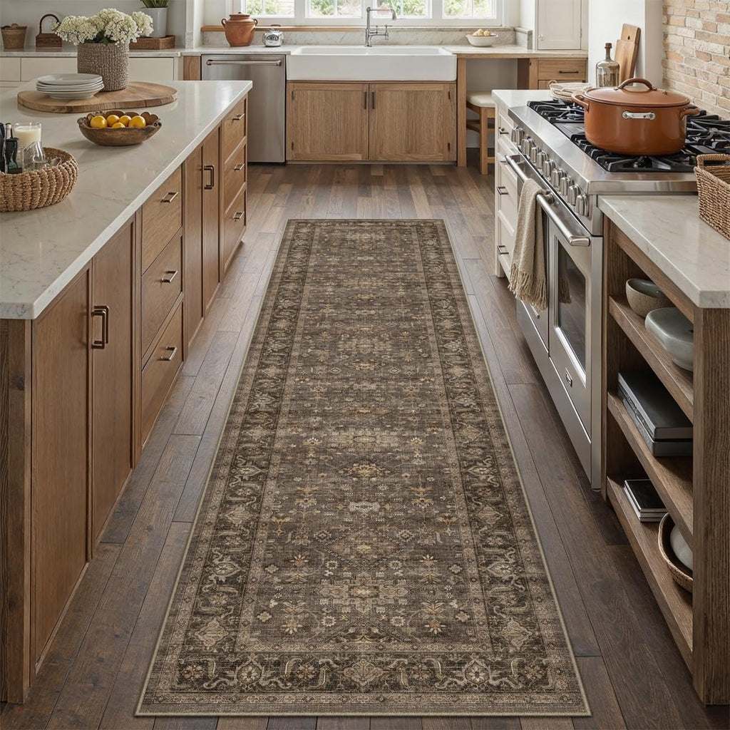 2x8 Dark Brown Vintage Runner Rug