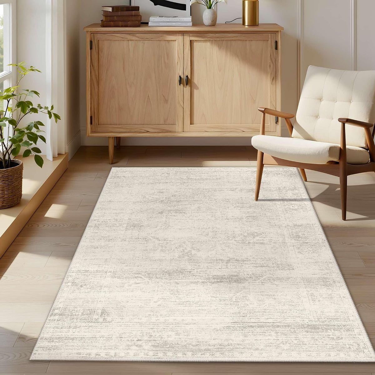 Washable Entryway Rug, Ivory Area Rugs