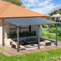 14' x 10' Outdoor Hardtop Gazebo Pergola, 10x14 Large Galvanized Steel Heavy Duty Lean to Wall-Mounted Pergolas and