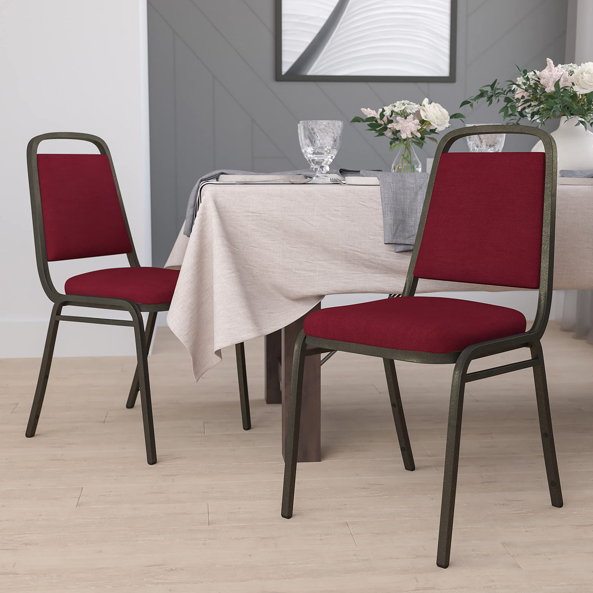 Hercules Fabric Banquet Chair, Burgundy, 4-Pack