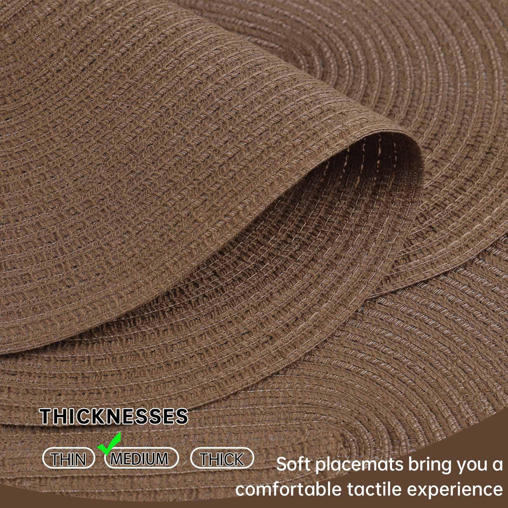 Placemats Set of 8, Woven Oval Braided Dining Table Mats(Chocolate Brown)