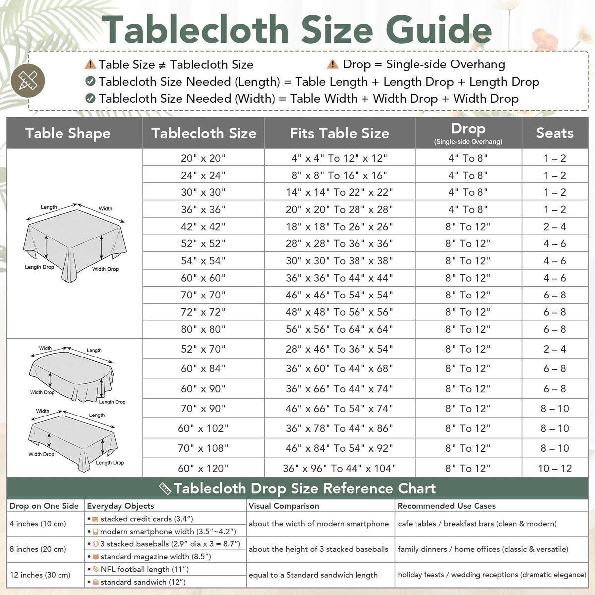 Farmhouse Embroidered 52x52 Inch Square Tablecloth Linen Texture