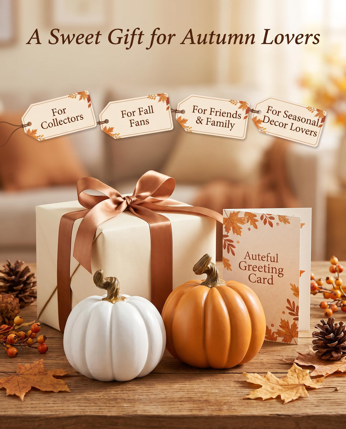 Set of 2 Fall Decorations Resin Decorative Pumpkin Decor 4''