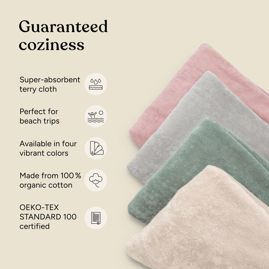 Kids Hooded Towel Poncho - 100% Organic Cotton Bathrobe for Boys & Girls, Soft & Absorbent Terry, Oeko-TEX Certified