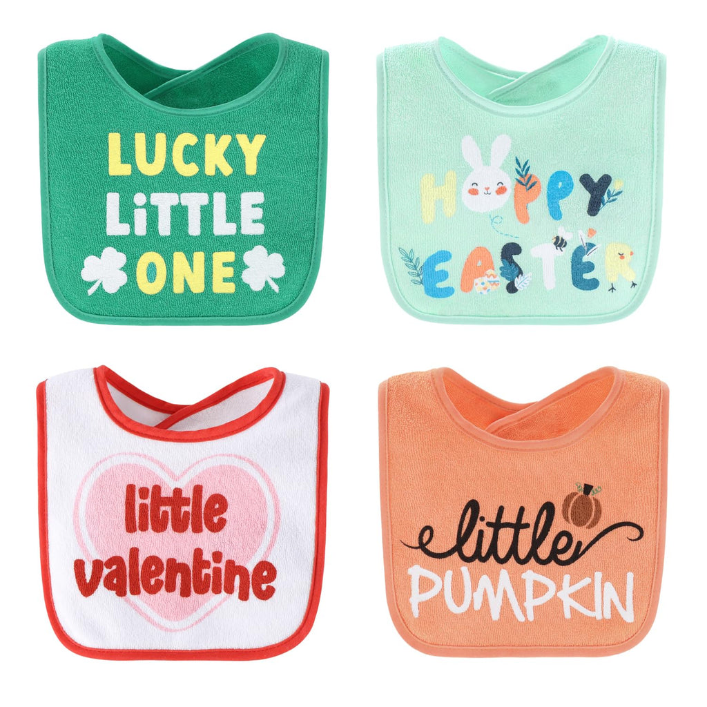 Baby Boy or Girl Terry Bibs Set of 10-100% Cotton, Soft, Absorbent Baby Bibs, Unisex Toddler Boy or Girl Set, Newborn