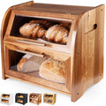 Bread Box - Arise Acacia Wooden Countertop, Extra Large 2-Shelf