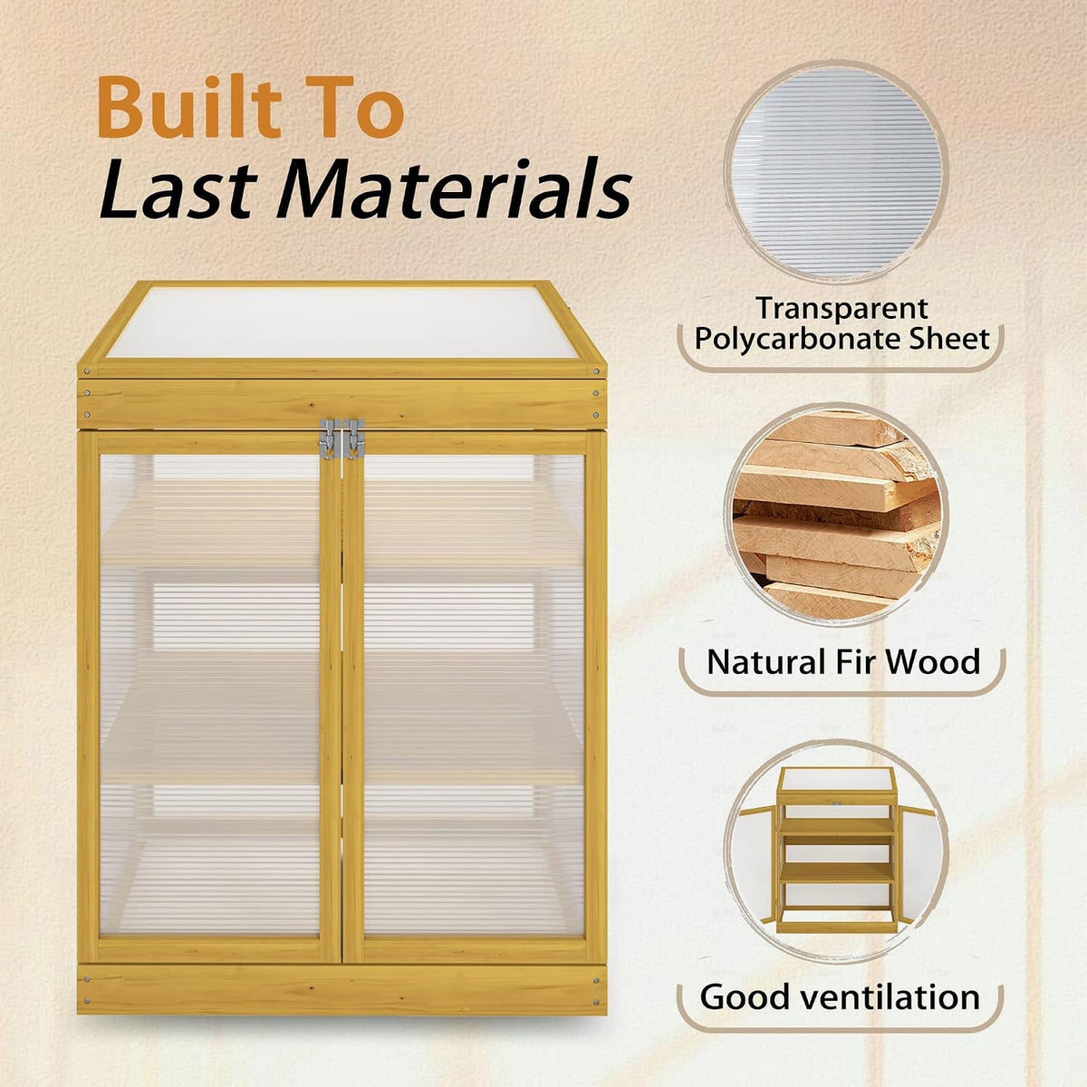 2-Tier Wooden Cold Frame Greenhouse, Garden Portable Mini Cabinet, Flower Shelf Bed for Outdoor Indoor Use