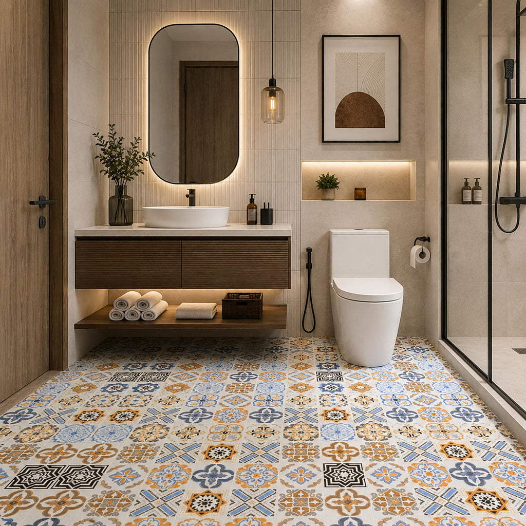 Self Adhesive Vinyl Flooring Roll, 23.6 in x 196.9 in Peel and Stick Vinyl Sheet Flooring, 32.3 Sq Ft Floor Covering