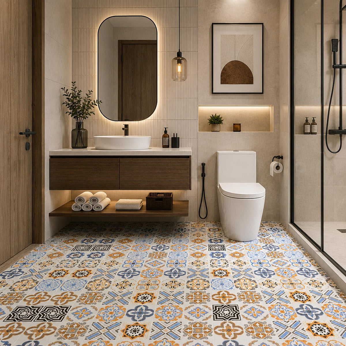 Self Adhesive Vinyl Flooring Roll, 23.6 in x 196.9 in Peel and Stick Vinyl Sheet Flooring, 32.3 Sq Ft Floor Covering