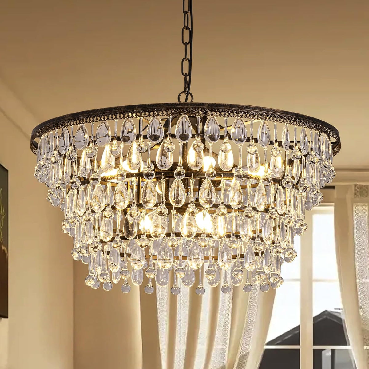 Vintage Crystal French Empire Chandelier for Dining Rooms and Formal Spaces