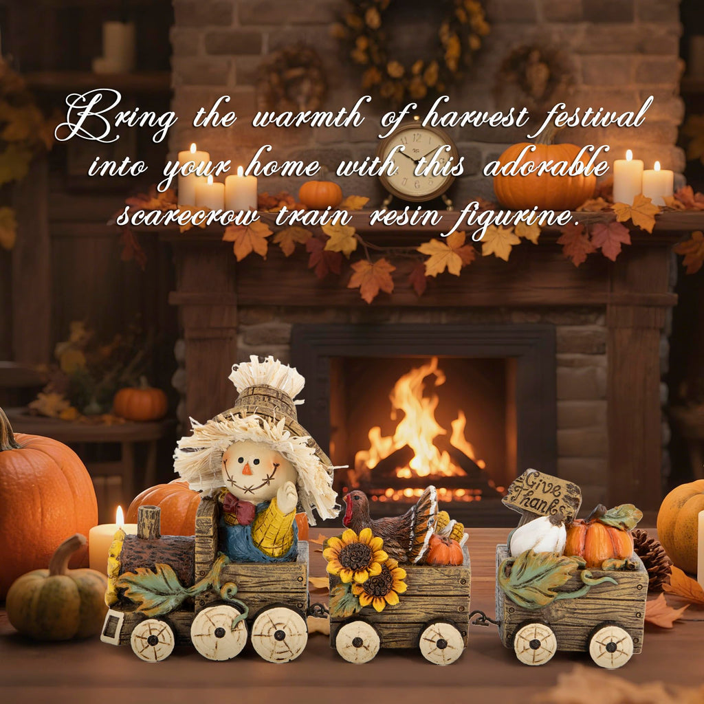 Fall Harvest Scarecrow Train Decoration, Thanksgiving Centerpiece
