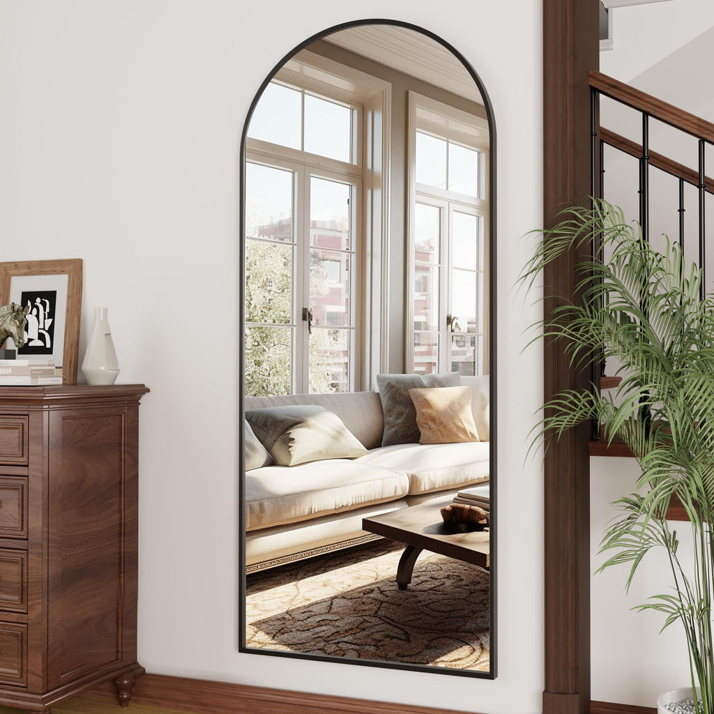 70"x26" Arched Full Length Mirror, Floor Full Body Mirror, Black