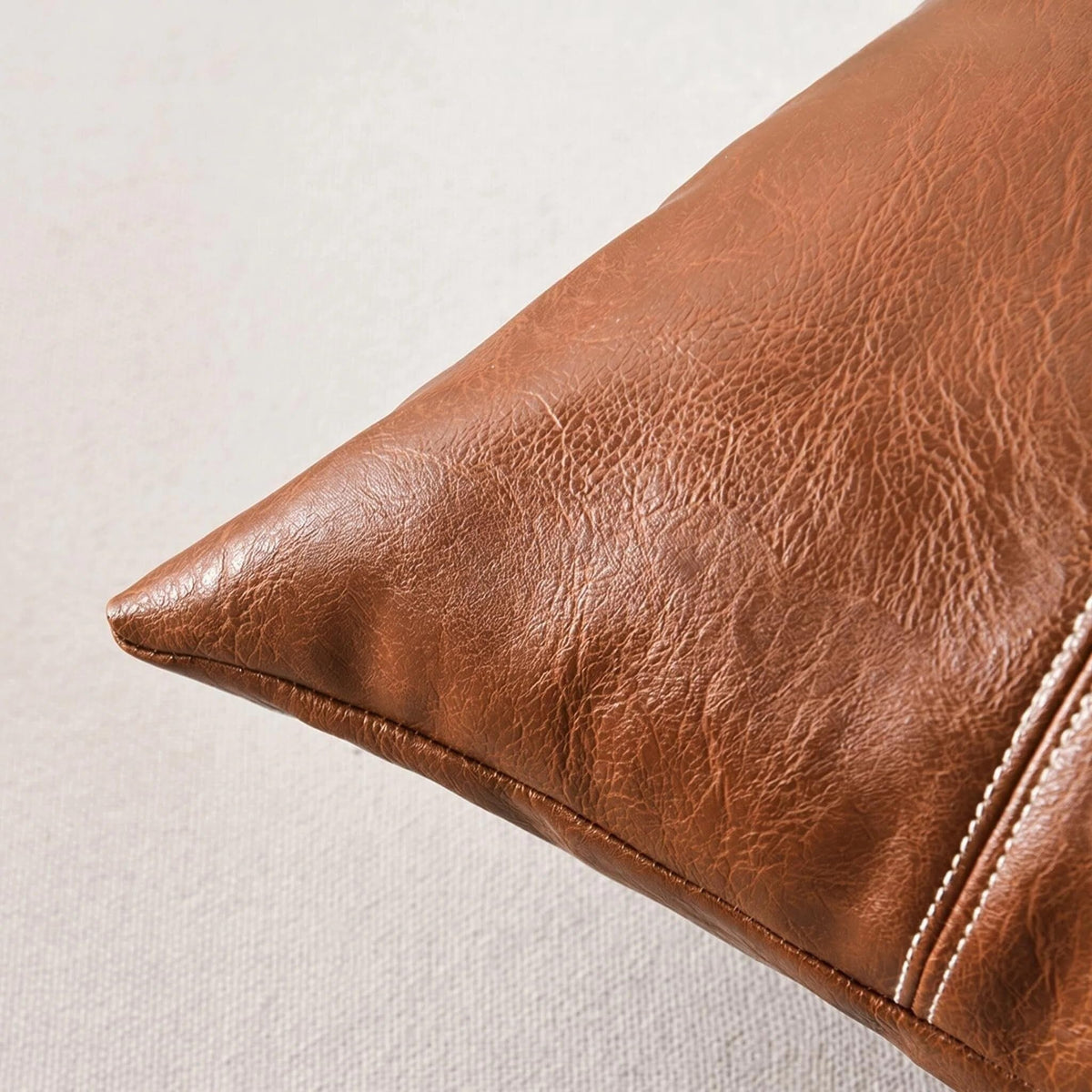 2 Packs Boho Brown Waterproof Faux Leather Decorative Throw Pillow Covers 18x18 Inch for Outdoor Couch Bed Sofa, Hand