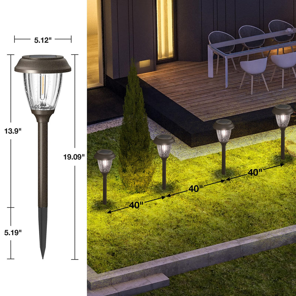 Solar Pathway Lights Outdoor, 6 Pack 2-Mode Solar Garden Lights
