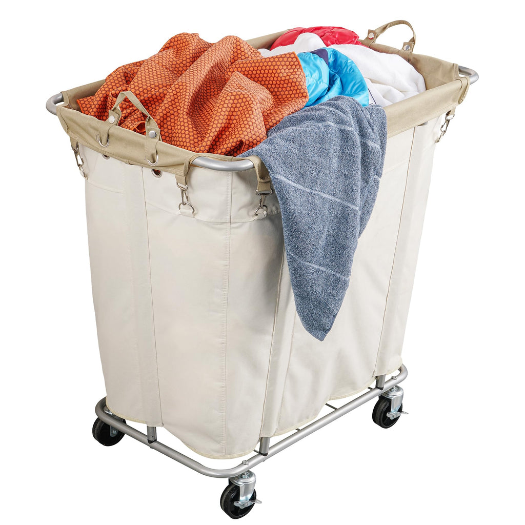 320L Rolling Laundry Cart with Wheels, Beige