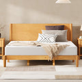 Solid Wood King Bed Frame, Mid Century Bed with Headboard, Natural