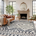 Southwestern Geometric Tribal Boho Area Rug Soft Cream