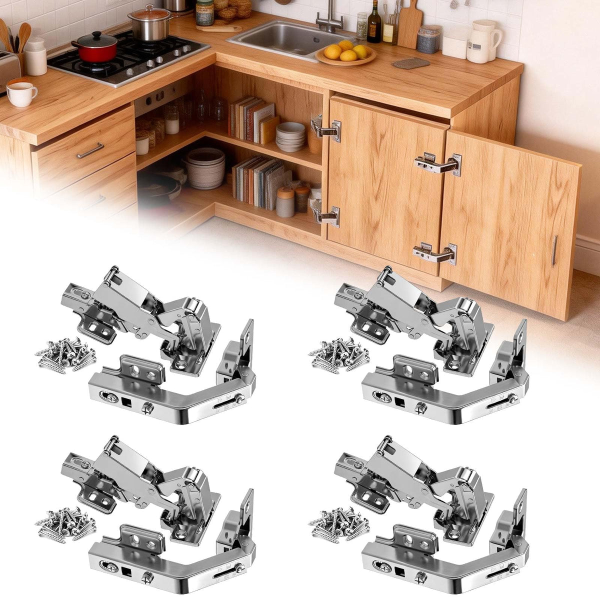 Lazy Susan Hinges, 180° & 135° Inset Corner Cabinet Hinges 8PCS