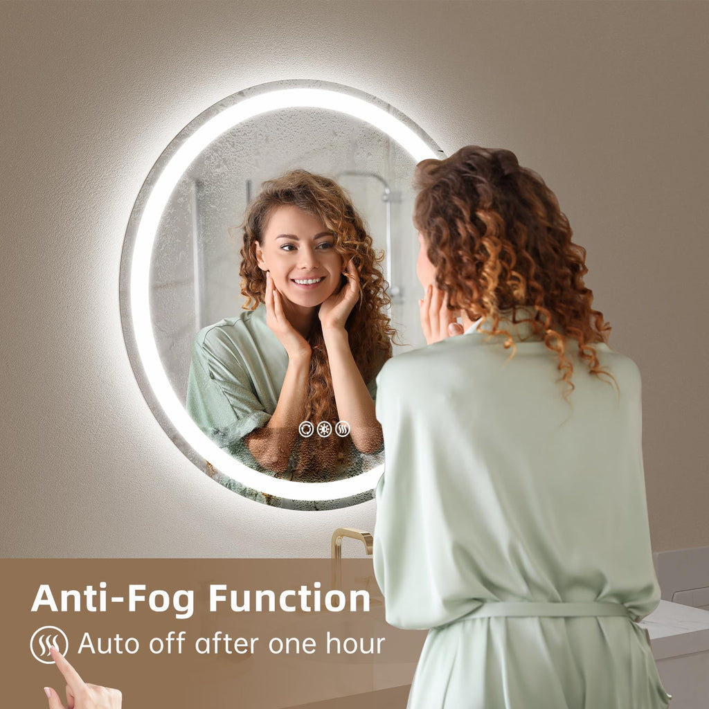 32" Round LED Mirror,Circle Bathroom Mirror with Lights
