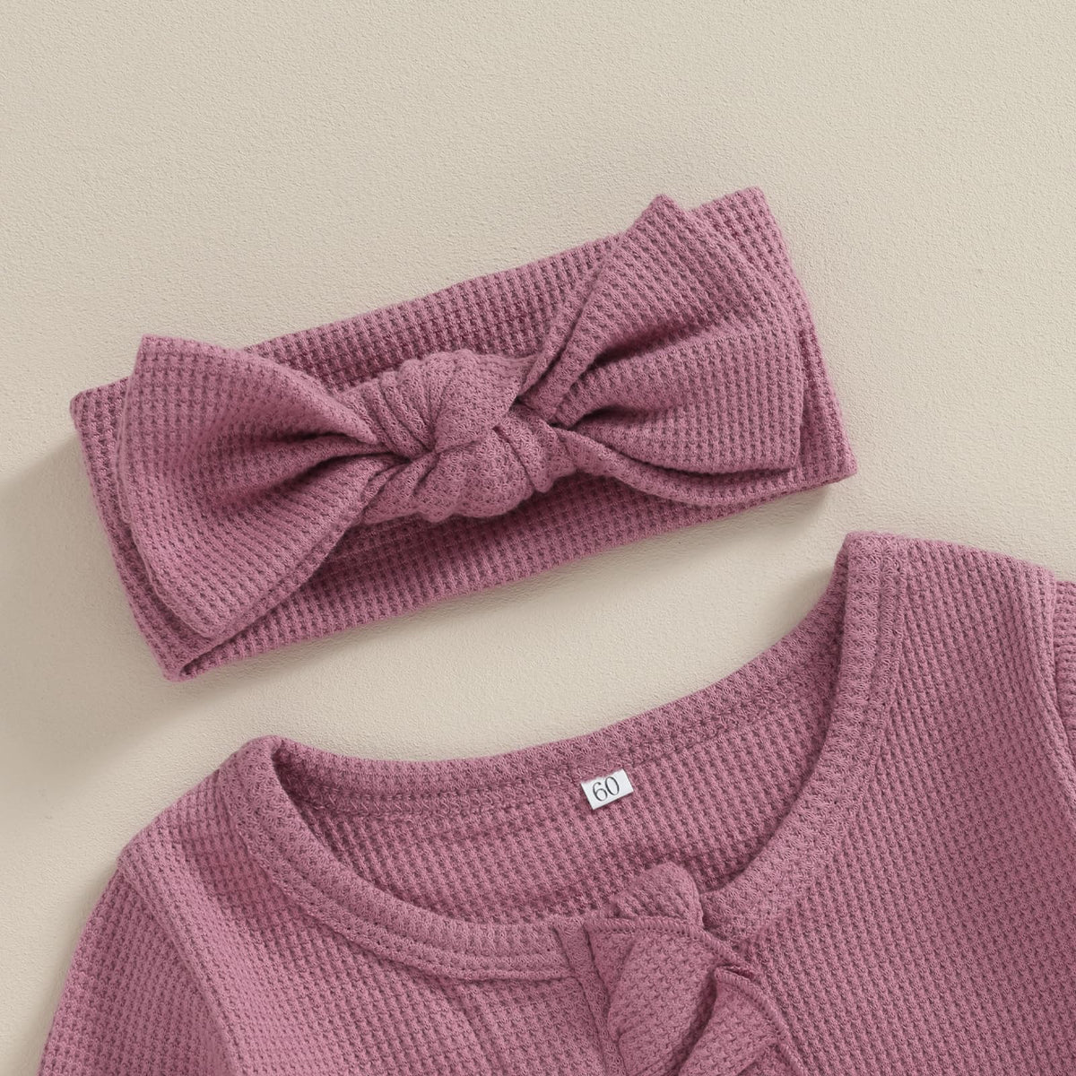 Baby Girl Fall Winter Outfits - Knit Jumpsuit Ruffle Romper Coming Home Outfit (mitten cuff Jumpsuit Purple)