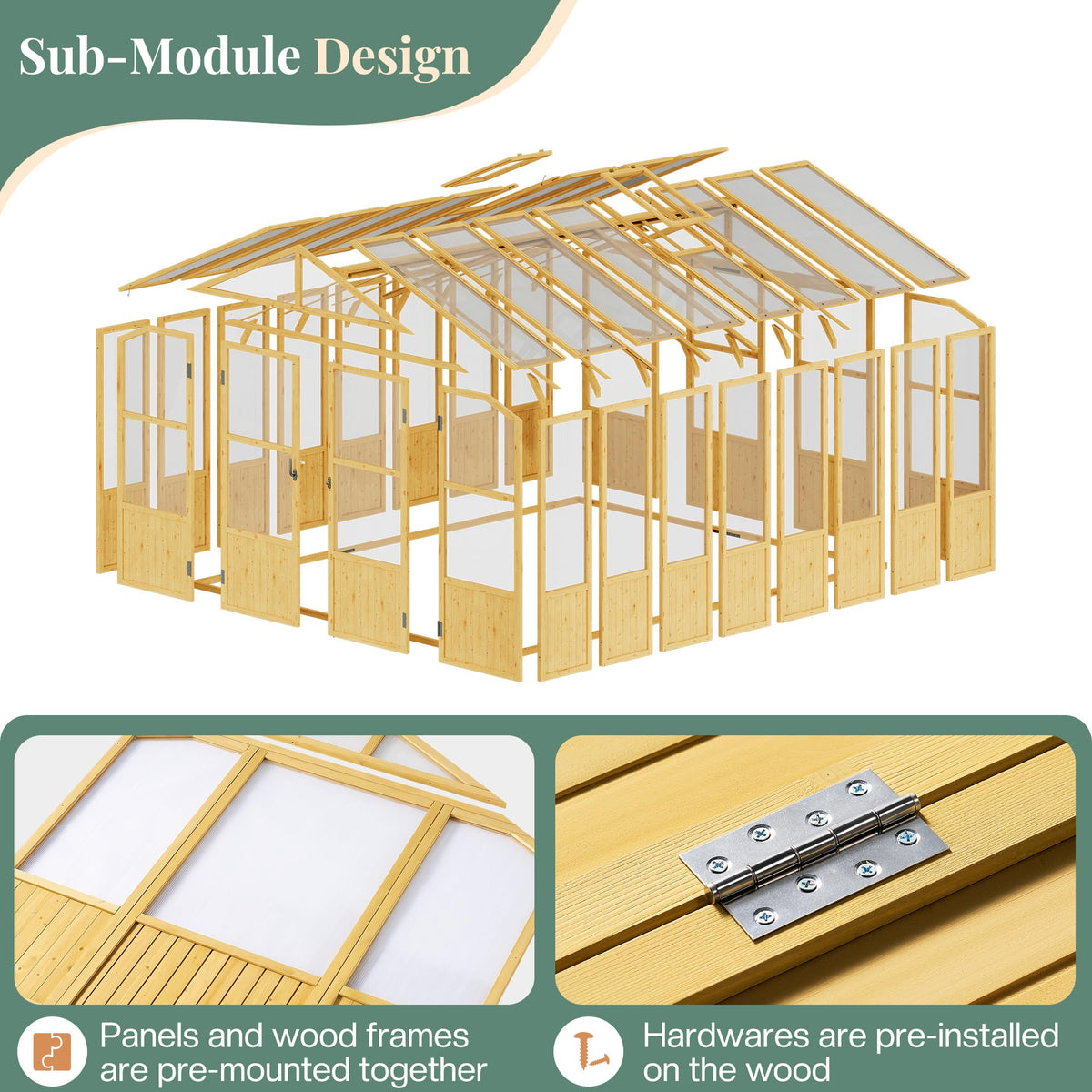 10 x 13.2-Ft Wooden Greenhouse