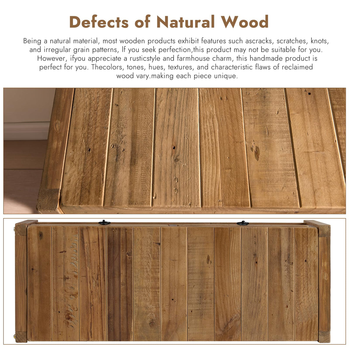 45.2" Reclaimed Solid Wood Entryway Storage Bench