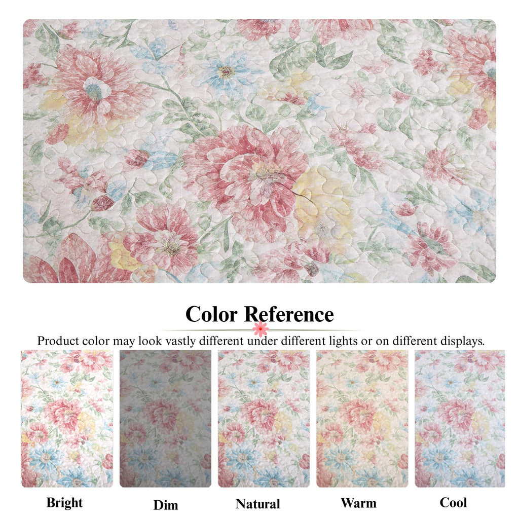 Farmhouse Floral Quilt Set, Lightweight Coverlet with Shams