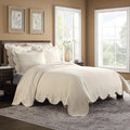 Charleston Charleston Estate Modern Farmhouse Floral Matelasse Coverlet with Scalloped Edges, 100% Cotton Breathable