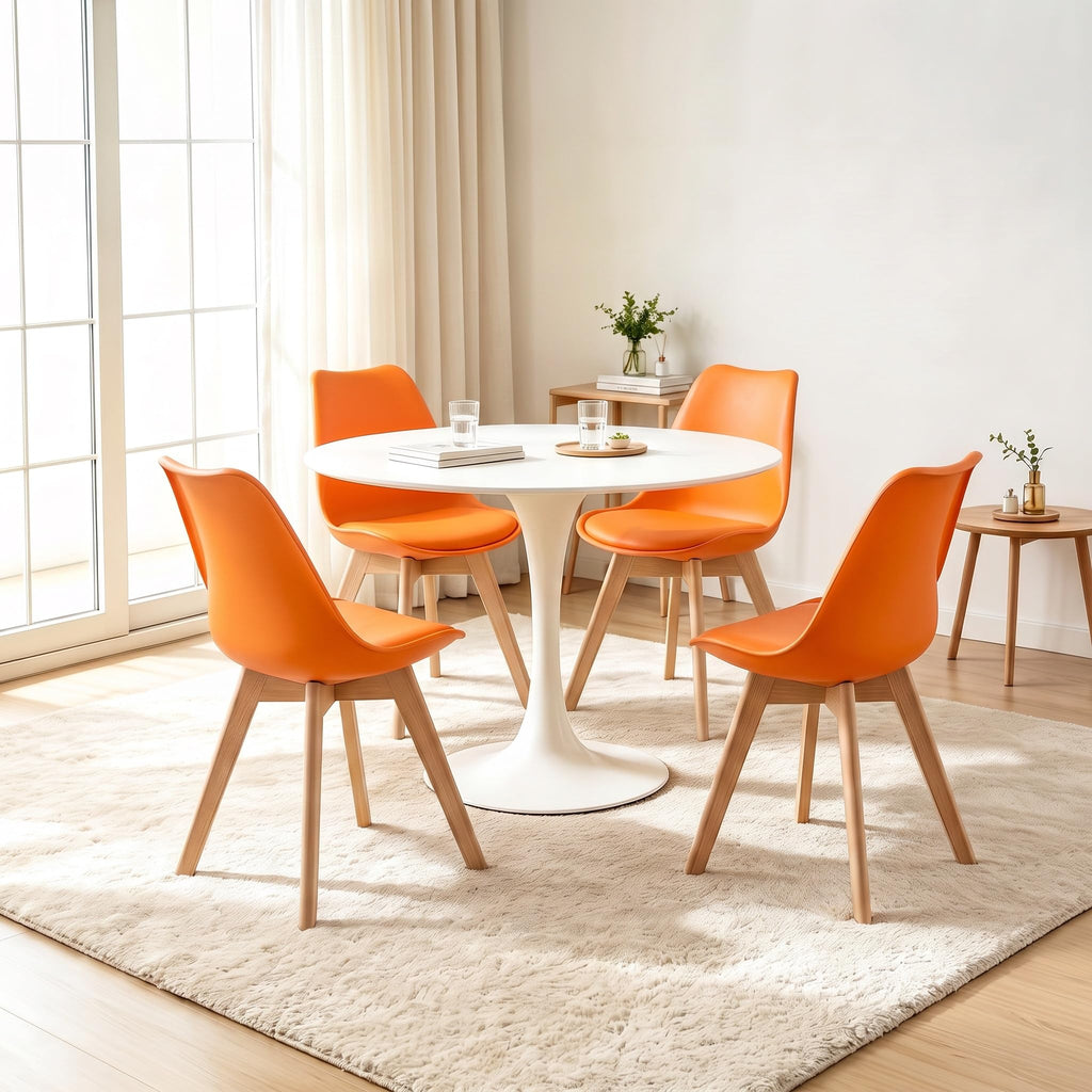 Inspired Eames Style Mid Century Modern Shell Dining Chairs (Orange, Set of 4)