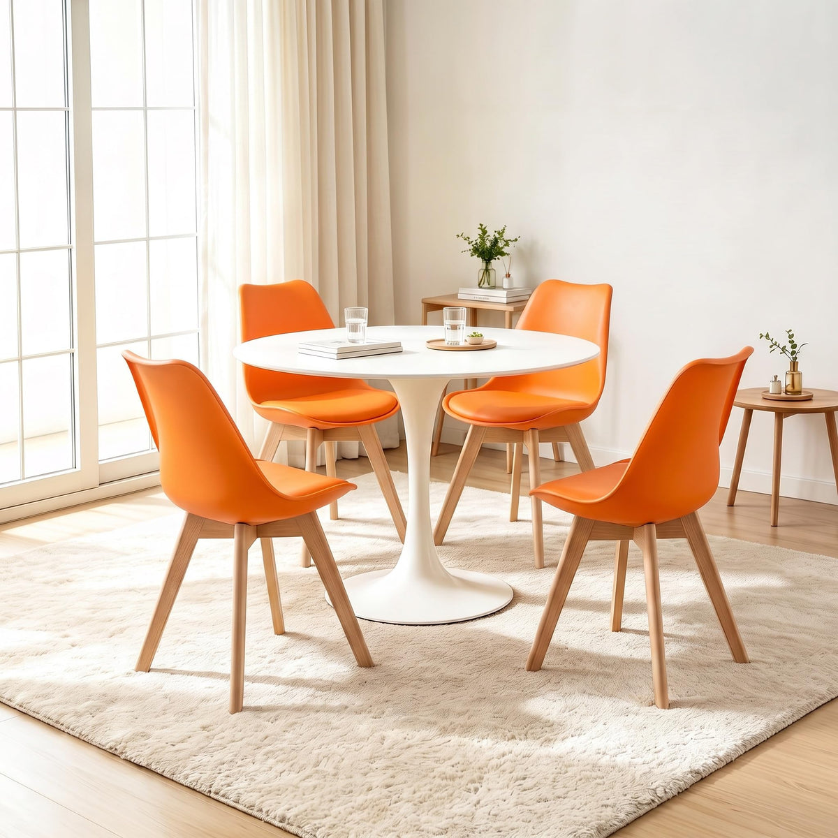 Inspired Eames Style Mid Century Modern Shell Dining Chairs (Orange, Set of 4)