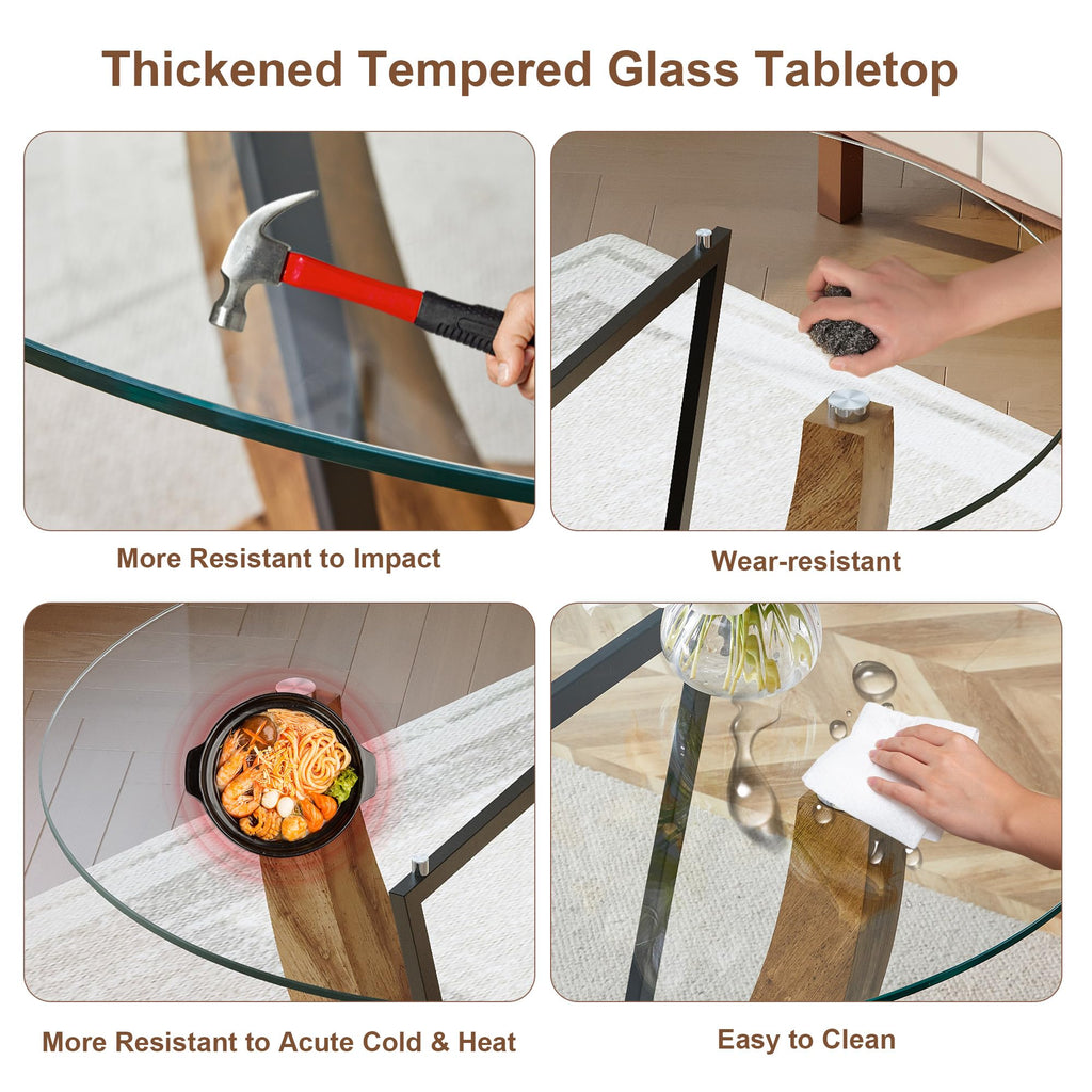 48 Inch Round Glass Dining Table Set for 6
