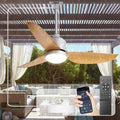 42 Inch Nickel Waterproof Gazebo Fans with Lights Outdoor Hanging - Plug in Remote App Control for Patio Indoor Farmhouse Porch - 6 Speed Reversible DC Motor