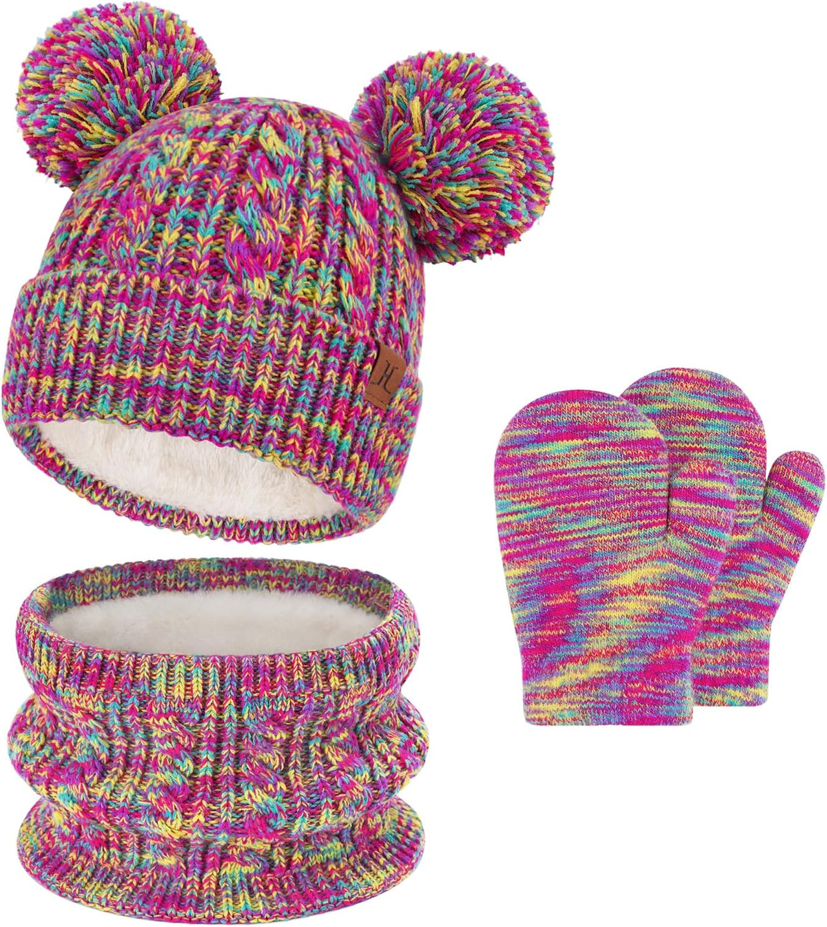 Toddler Kids Winter Hats and Gloves Scarf Neck Warmer Set