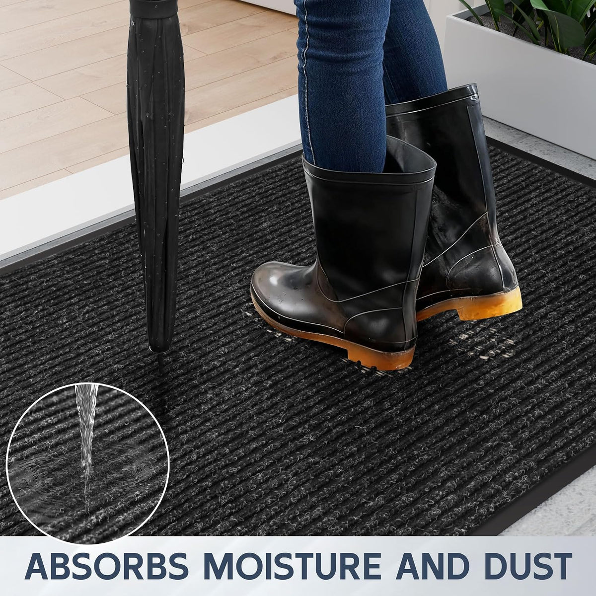 Front Door Mat, 60" x 36" Heavy Duty Indoor Outdoor Doormat | Non-Slip Welcome Mats , Rubber Backing Low Profile