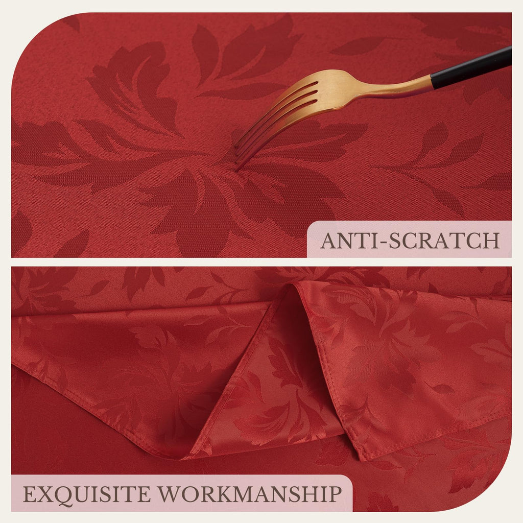 Christmas Jacquard Round Tablecloth 70 Inch, Red
