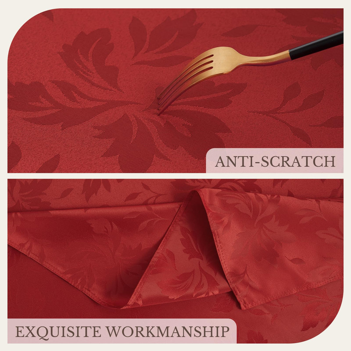 Christmas Jacquard Round Tablecloth 70 Inch, Red