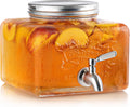 Glass Drink Dispenser for Fridge - Stainless Steel Spigot Mason Jar Dispenser with Wide Opening & Easy-Fill