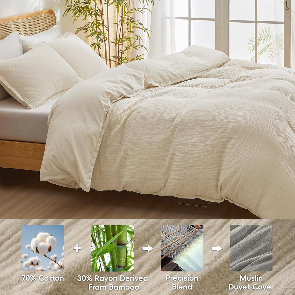 Natural Cooling Muslin Duvet Cover Set Linen