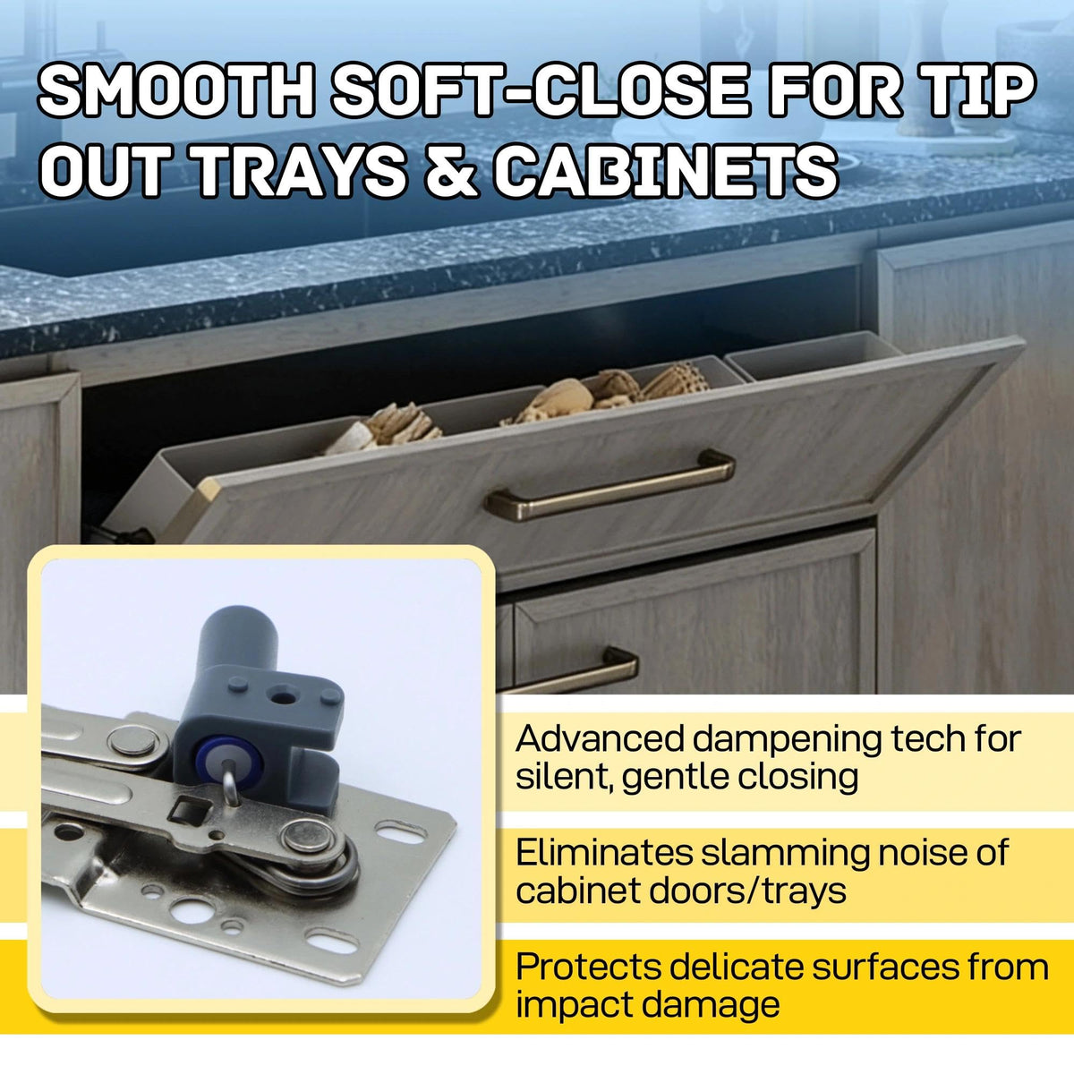 Soft-Close Pivot Hinges 2-Pack, Silent Tip Out Tray & Cabinet Hinges, Heavy-Duty Self-Closing /Bathroom