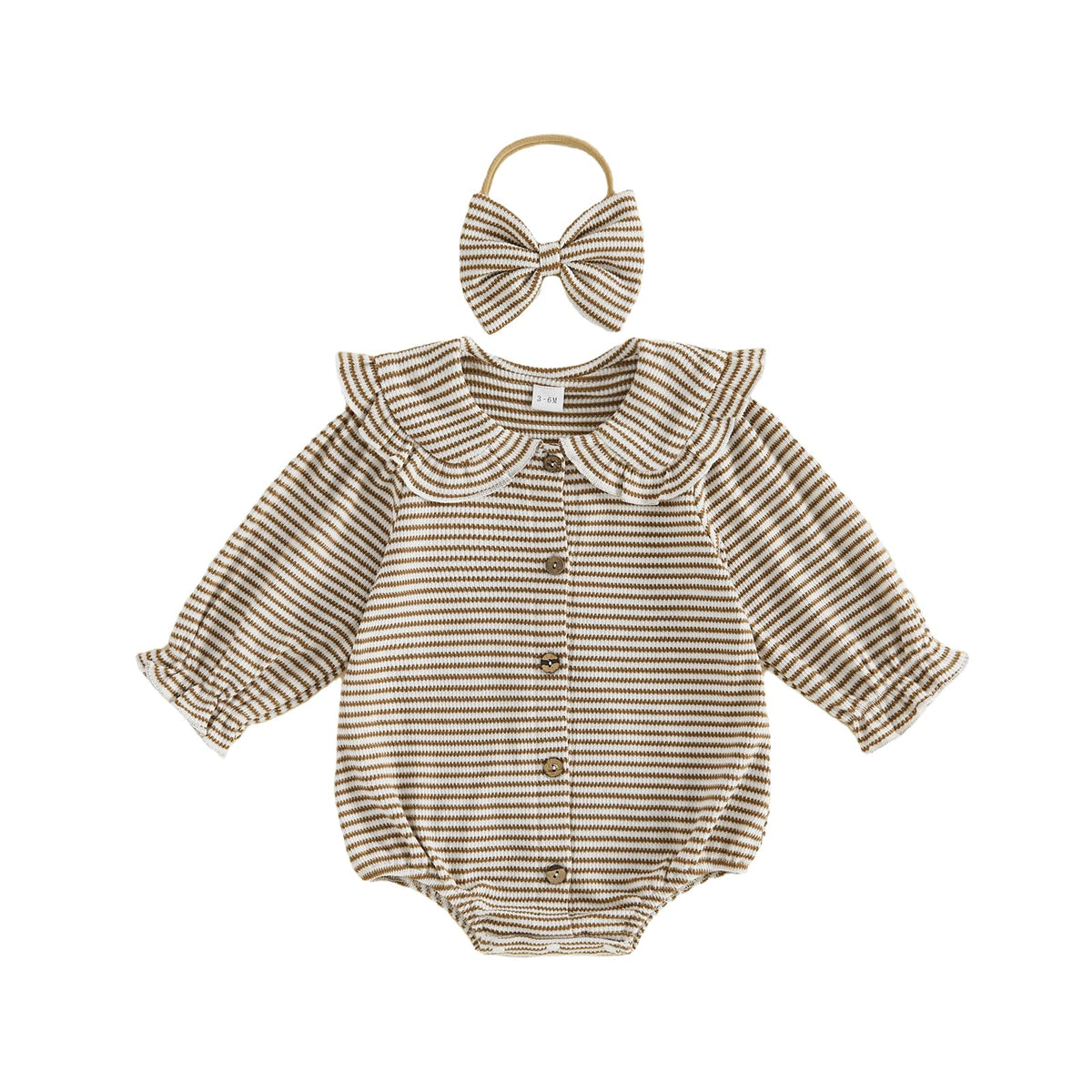 Baby Girl Bubble Romper Ruffle Peter Pan Collar Bodysuit Fall Newborn Outfit