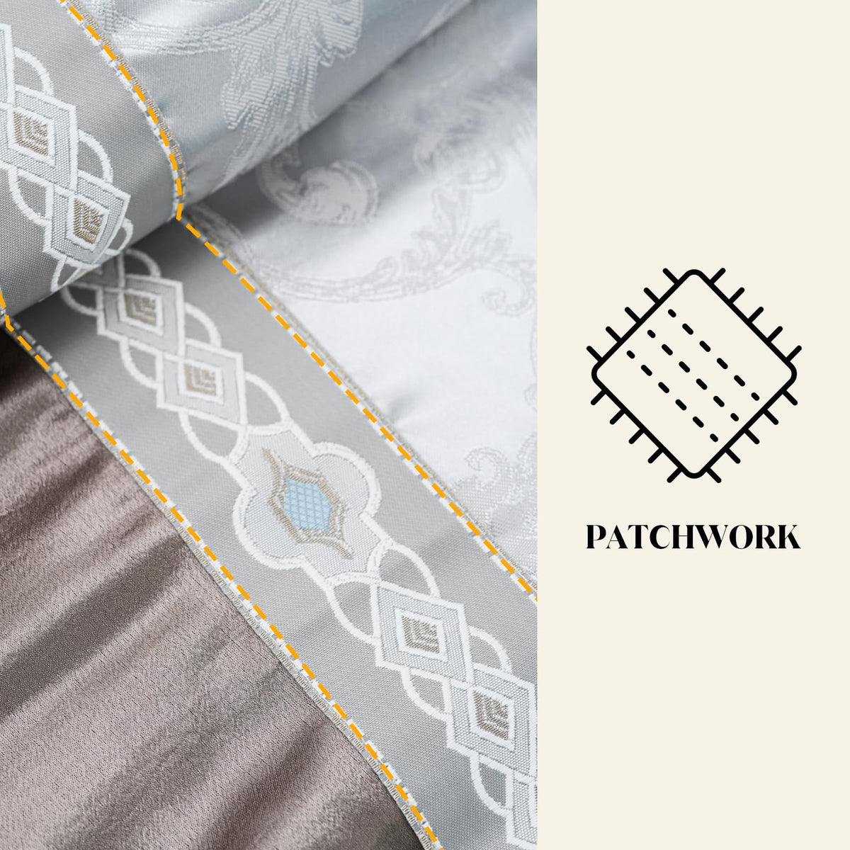 Silver Gray Comforter Set, 7PC Jacquard Bed in a Bag